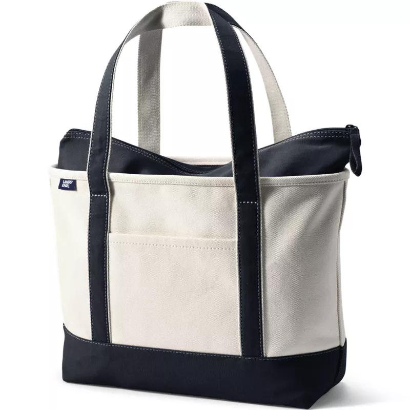 School Uniform Canvas Commuter Zip Top Pocket Tote , Front