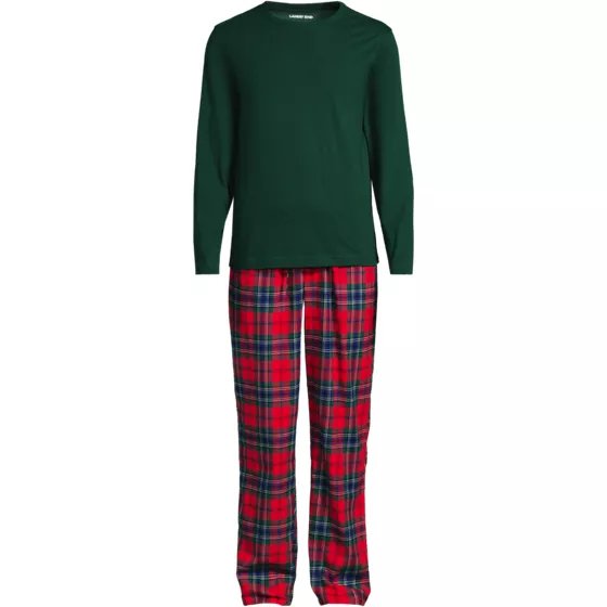 Men's Long Sleeve Tee and Flannel Pant Sleep Set - primary