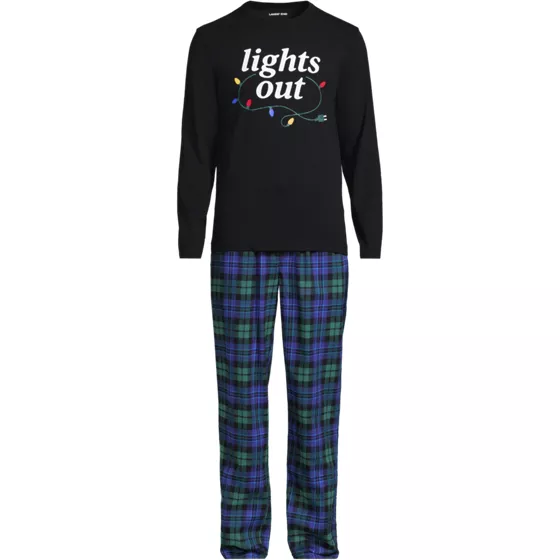 Men's Long Sleeve Tee and Flannel Pant Sleep Set - primary