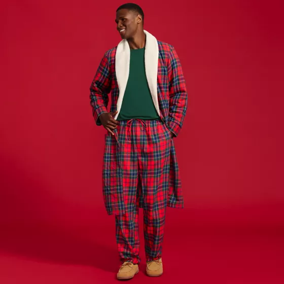 Men's Long Sleeve Tee and Flannel Pant Sleep Set - primary
