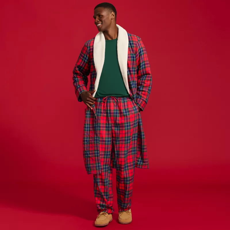 Men's Tall Long Sleeve Tee and Flannel Pant Sleep Set, alternative image