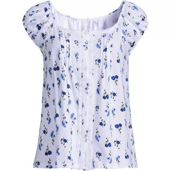 Women's Plus Size Sleeveless Lightweight Jersey Pintuck Button Front Blouse - primary