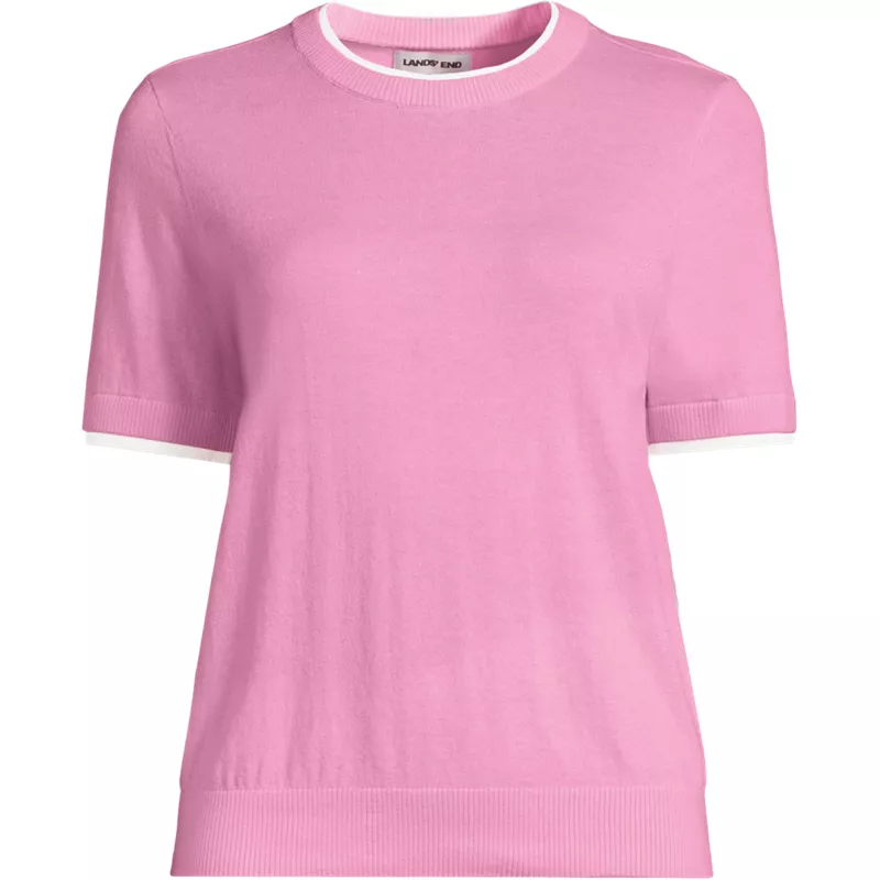 Women's Plus Size Drifter Lite Double Trim Tee Sweater, Front