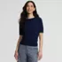 Women's Double Trim Cotton Crew Neck Tee Sweater, Front