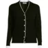 Women's Double Trim Cotton V-neck Cardigan Sweater, Front