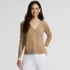Women's Double Trim Cotton V-neck Cardigan Sweater, Front