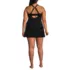 Women's Plus Size Square Neck Flutter Tankini Control Skirt Set, Back