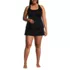 Women's Plus Size Square Neck Flutter Tankini Control Skirt Set, Front
