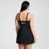 Women's Plus Size Square Neck Flutter Tankini Control Skirt Set, Back