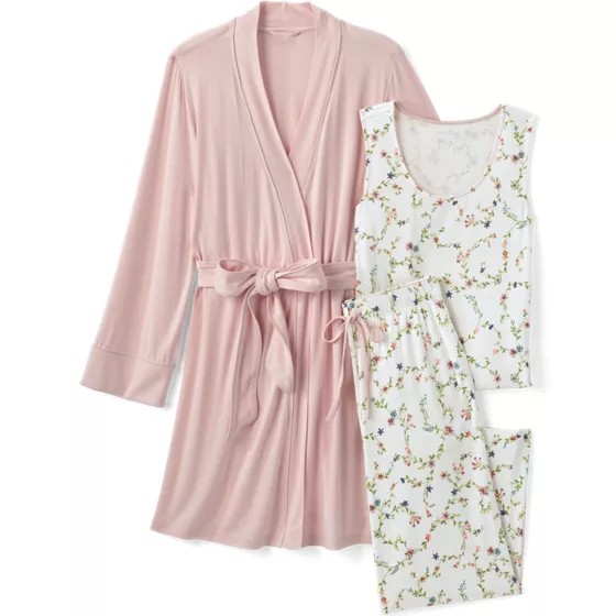 Women's Cooling 3 Piece Pajama Set - Tank Crop and Robe - primary