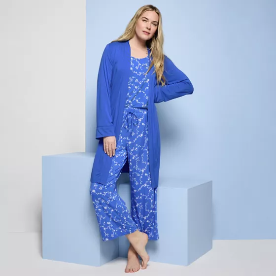 Women's Cooling 3 Piece Pajama Set - Tank Crop and Robe - primary