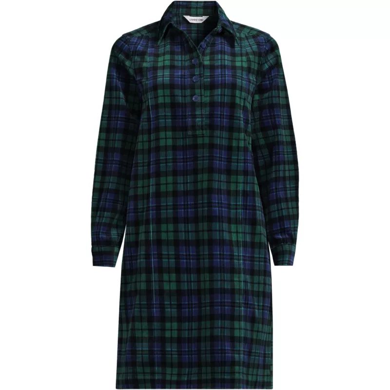 Women's Wide Wale Corduroy Popover Shirt Dress, Front