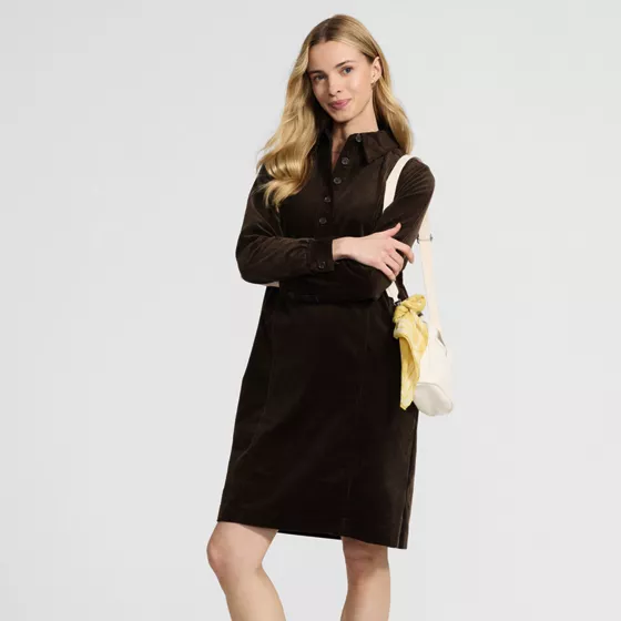 Women's Wide Wale Corduroy Popover Shirt Dress - primary