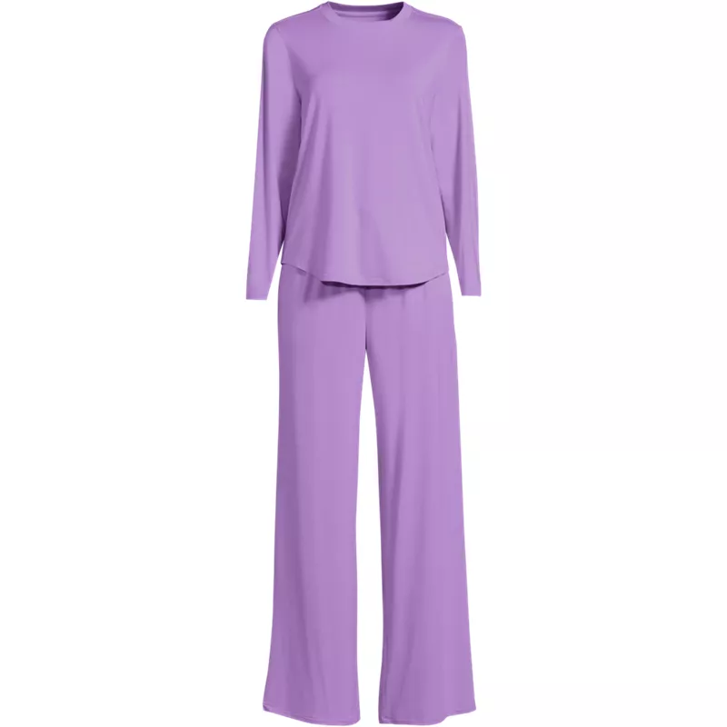 Women's Cooling 2 Piece Pajama Set - Long Sleeve Top and Pants, Front