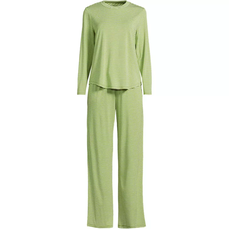Women's Cooling 2 Piece Pajama Set - Long Sleeve Top and Pants, Front