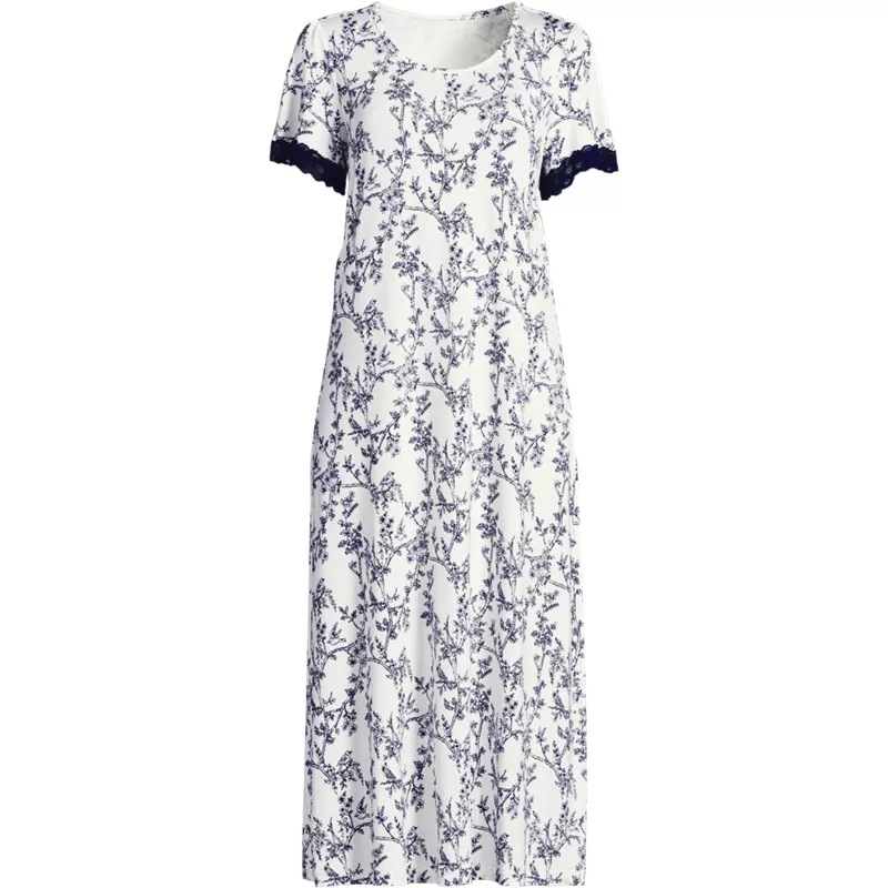 Women's Plus Size Cooling Short Sleeve Scoop Neck Mid Calf Nightgown, Front