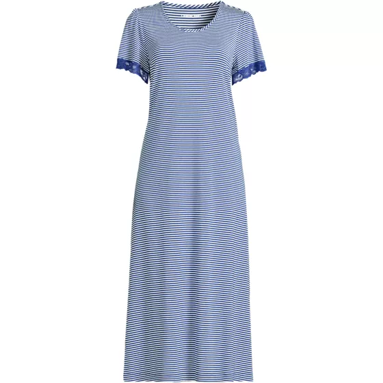 Women's Cooling Short Sleeve Scoop Neck Mid Calf Nightgown - primary
