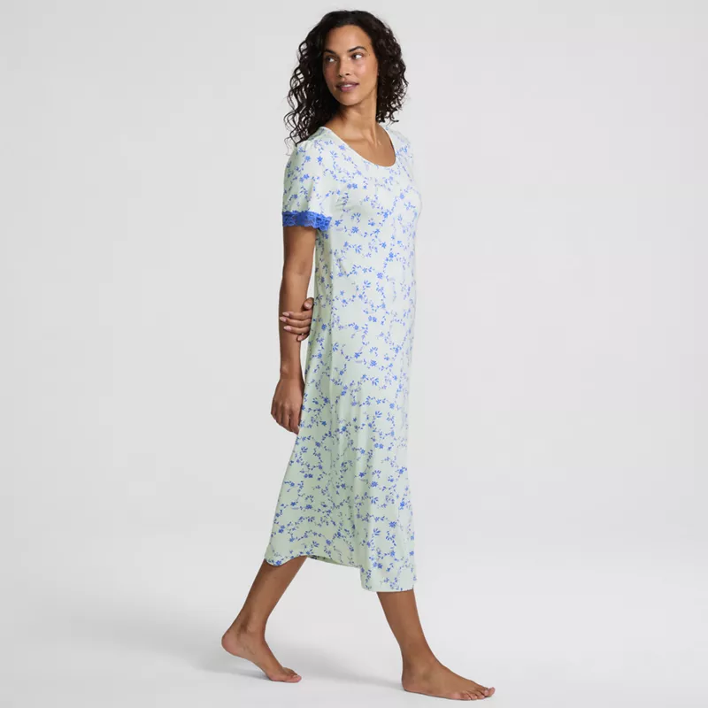 Women's Cooling Short Sleeve Scoop Neck Mid Calf Nightgown, alternative image