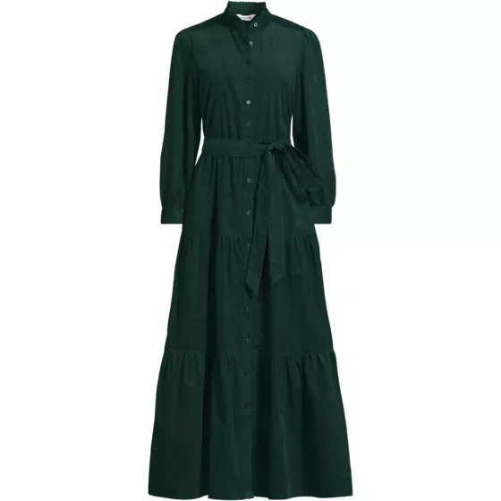 Women's Plus Size Corduroy Tiered Dress - primary