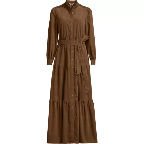 Women's Plus Size Corduroy Tiered Dress - primary