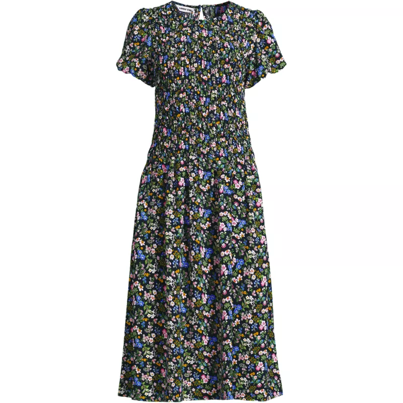 Women's Plus Size Smocked Midi Dress, Front