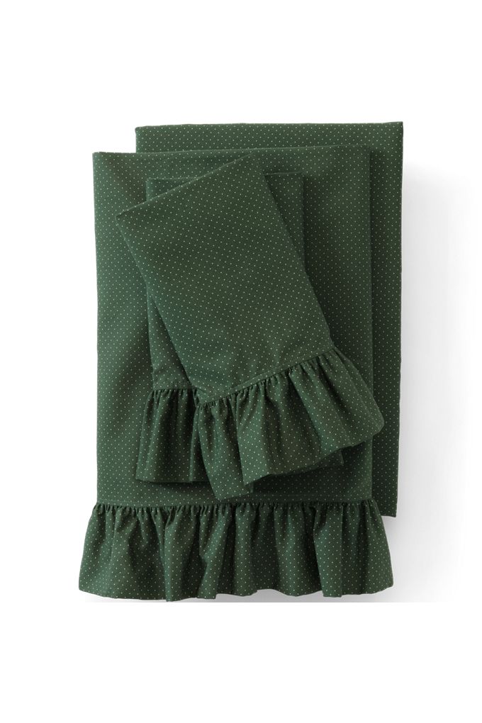 Lands' End Ruffle Bed Sheet Set In Green