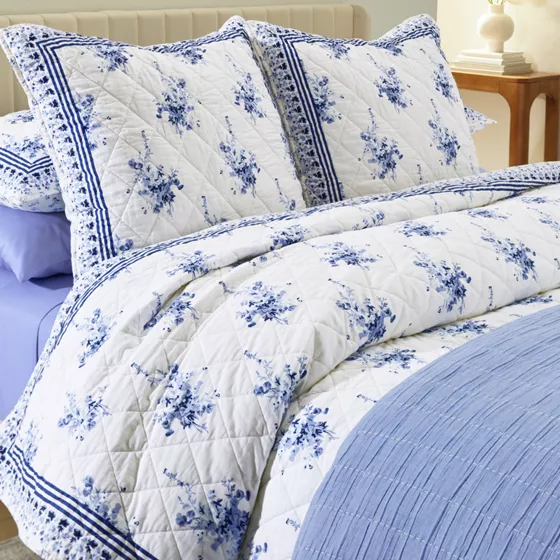 Printed Cotton Quilt and Sham - primary