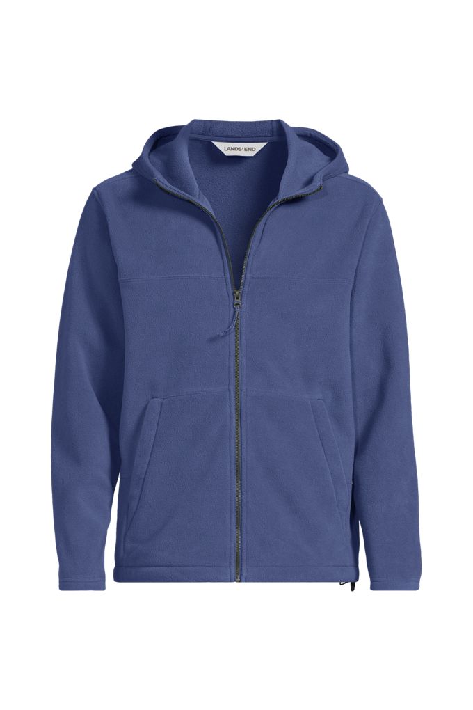 Men's Anyweather RainDefense Full Zip Fleece Hoodie - Lands' End - Blue - S