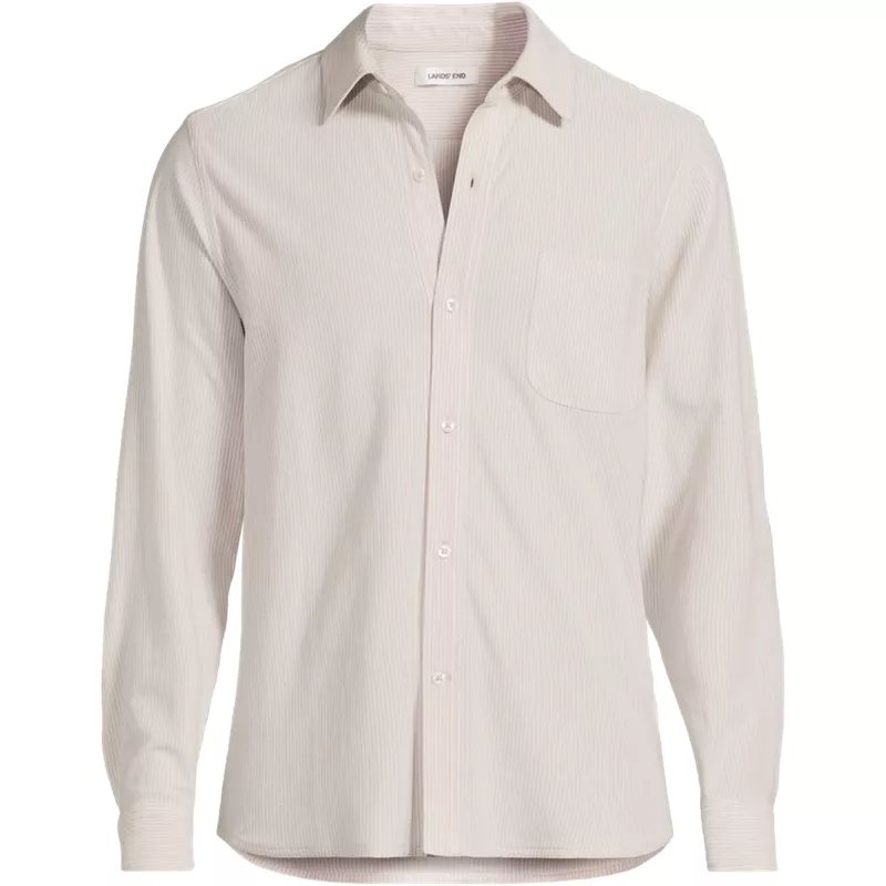 Men's Long Sleeve Knit Button Down Shirt, Front