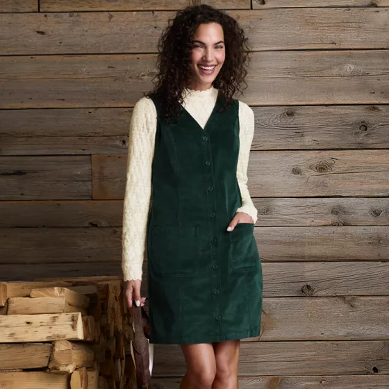 Women's Wide Wale Corduroy Shift Dress - primary