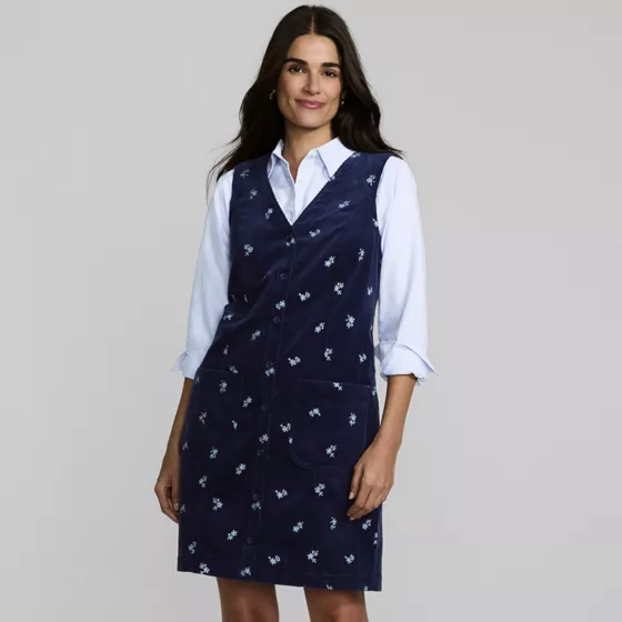 Women's Wide Wale Corduroy Shift Dress - primary