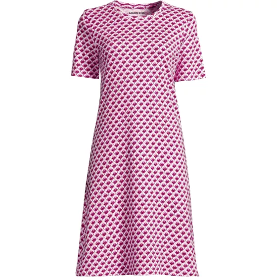 Women's Cotton Interlock Short Sleeve Knee Length Gown - primary