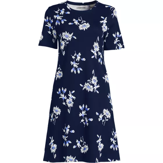 Women's Plus Size Cotton Interlock Short Sleeve Knee Length Gown - primary