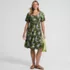 Women's Silky Knit V-neck Flutter Sleeve Knee Length Dress, alternative image