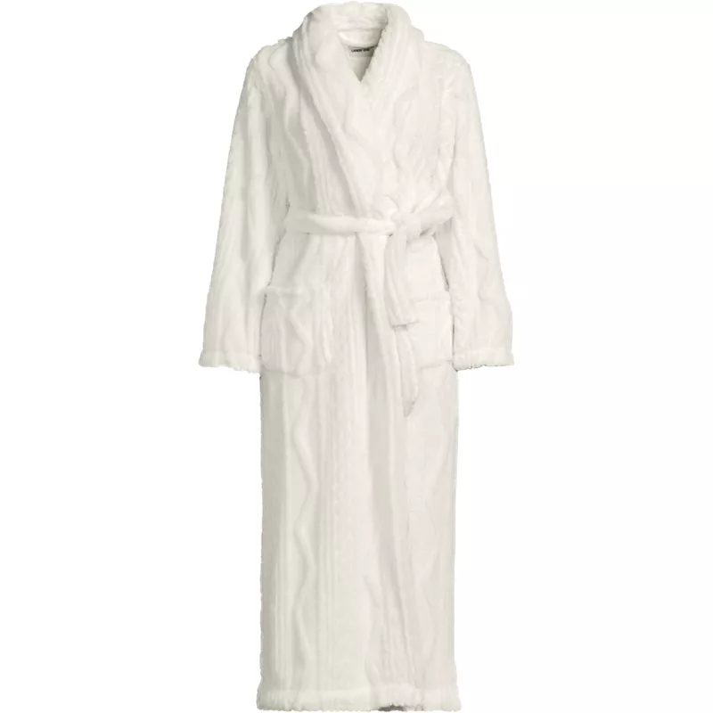 Women's Plus Size Cozy Cable Robe, Front