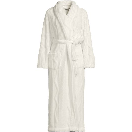 ladies white dressing gown Plus Size Ivory Knit Fleece Robes Sequin Fashion