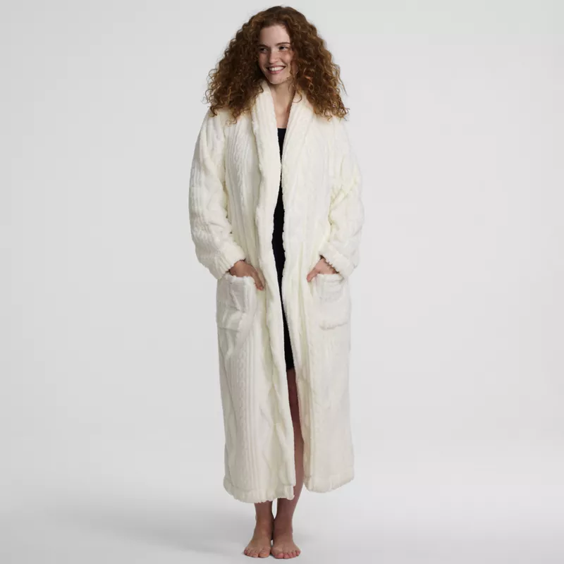 Women's Cozy Cable Robe, alternative image