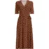 Women's Silky Knit Elbow Sleeve Wrap Midi Dress, Front