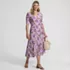 Women's Silky Knit Elbow Sleeve Wrap Midi Dress, alternative image