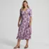 Women's Silky Knit Elbow Sleeve Wrap Midi Dress, Front