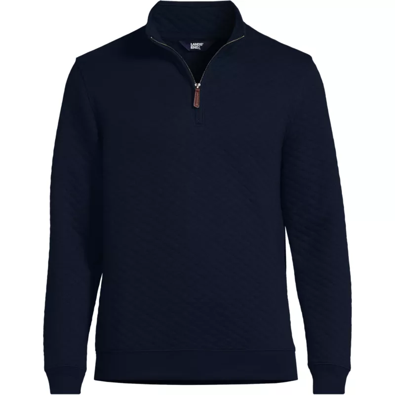 Men's Long Sleeve Quilted Bedford Quarter Zip Pullover, Front