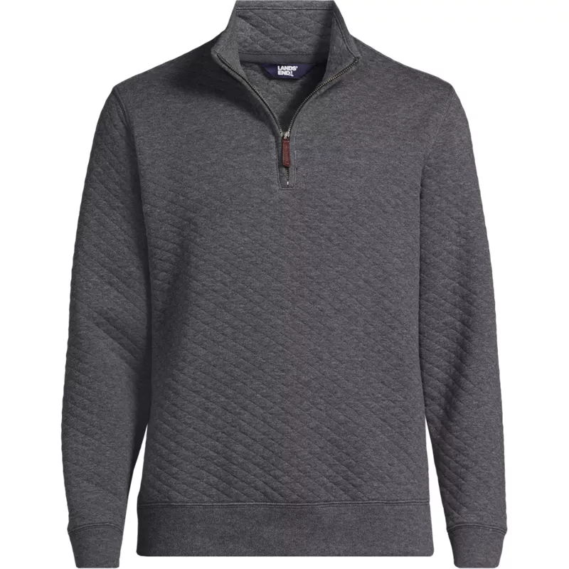 Men's Long Sleeve Quilted Bedford Quarter Zip Pullover, Front