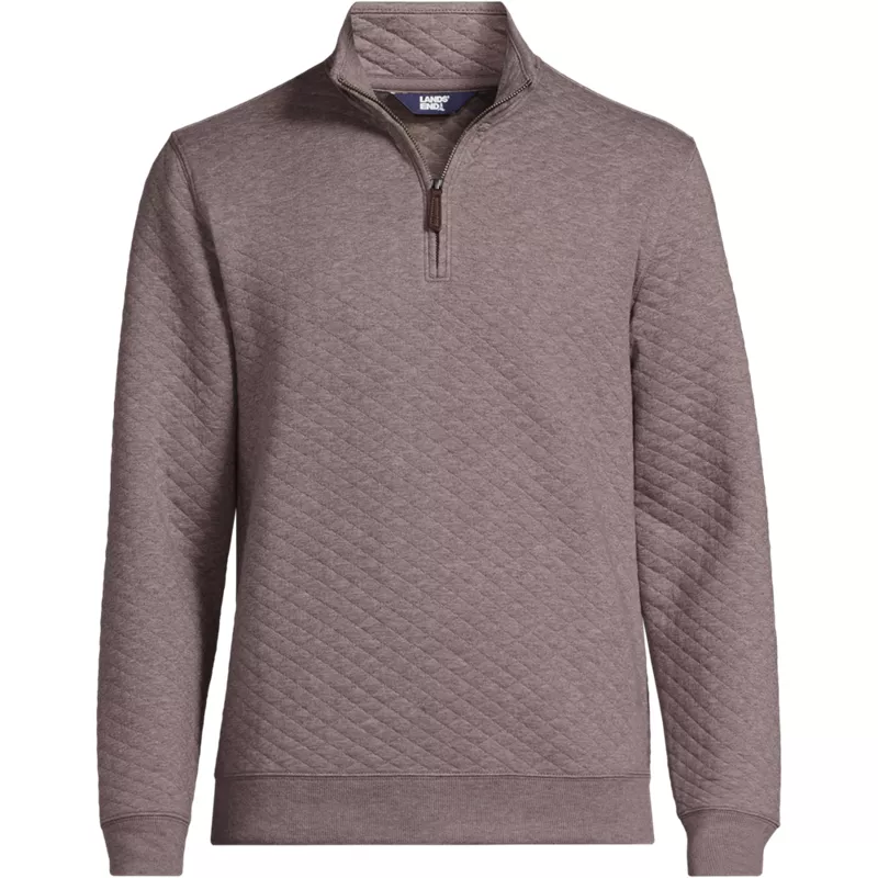Men's Long Sleeve Quilted Bedford Quarter Zip Pullover, Front
