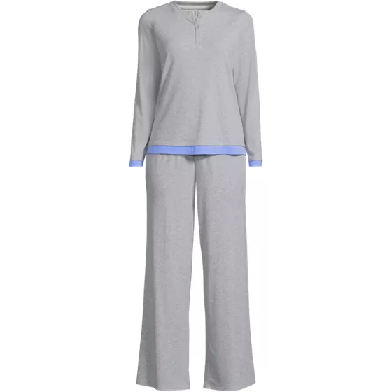 Women's Plus Size Comfort Rib 2 Piece Pajama Set - Long Sleeve Top and Pants - primary