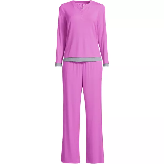 Women's Comfort Rib 2 Piece Pajama Set - Long Sleeve Top and Pants - primary