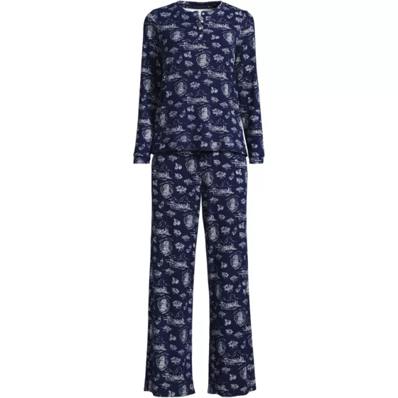 Women's Comfort Rib 2 Piece Pajama Set - Long Sleeve Top and Pants - primary