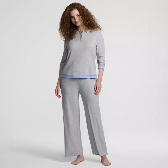 Women's Comfort Rib 2 Piece Pajama Set - Long Sleeve Top and Pants - primary