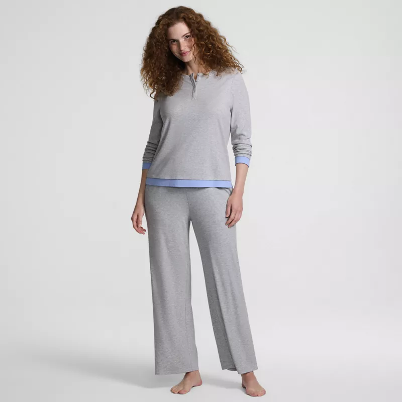 Women's Comfort Rib 2 Piece Pajama Set - Long Sleeve Top and Pants, alternative image