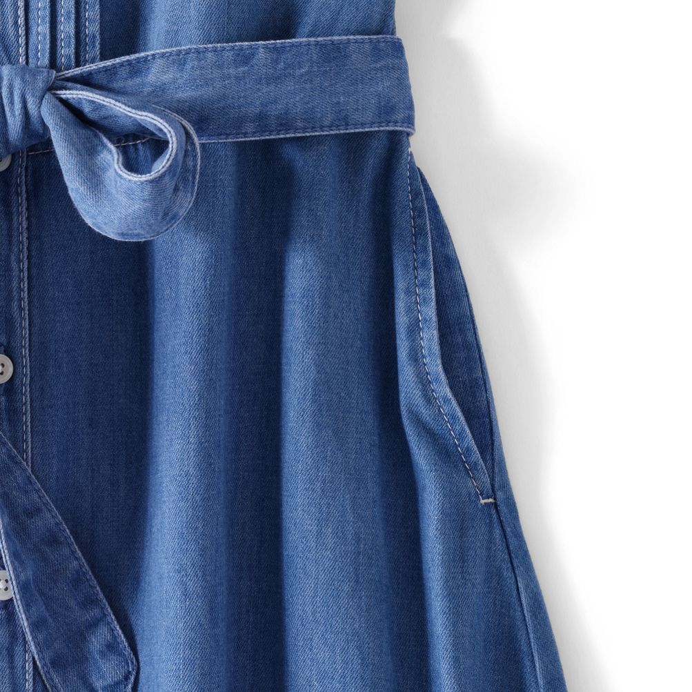 Women's Light Weight Denim Tiered Midi Dress