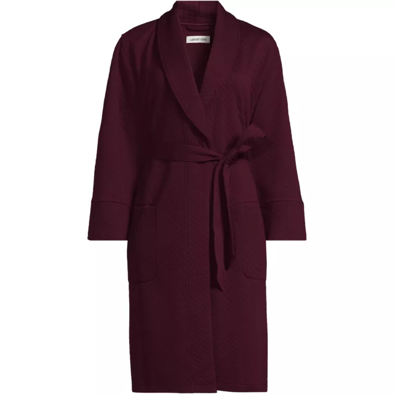 Women's Plus Size Quilted Knee Length Robe, Front